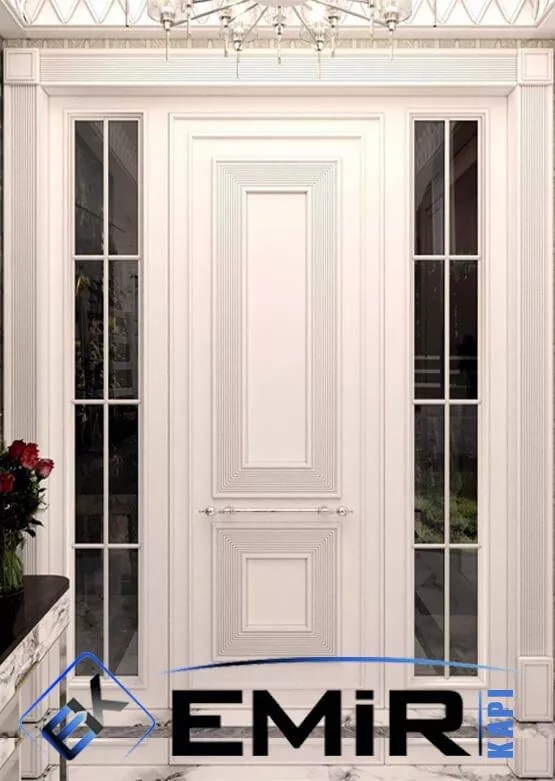 Beyaz Villa Kapısı Emir Çelik Kapı Villa Giriş Kapısı Dış Mekan Çelik Kapı