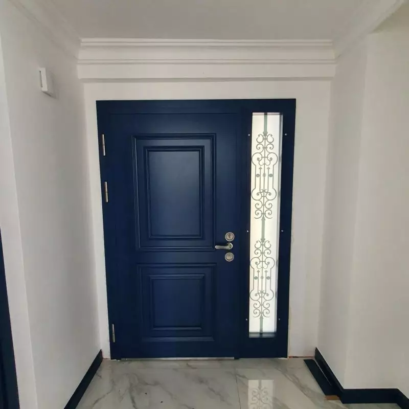 Mavi Villa Kapısı Çelik Kapı Villa Giriş Kapısı