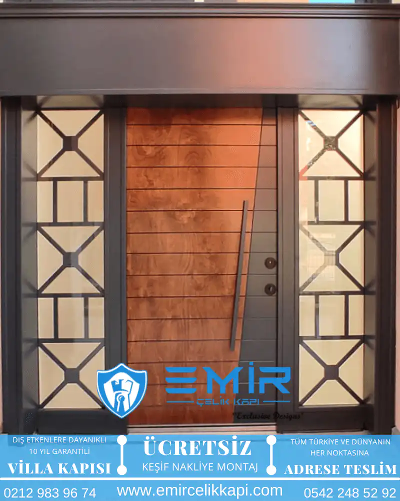 Emir Çelik Kapı - Kompakt Lamine Villa Kapısı Geometrik Kompakt Lamine Villa Kapısı Geometrik Modeli, Modern Ve Yüksek Güvenlikli Giriş Kapısı