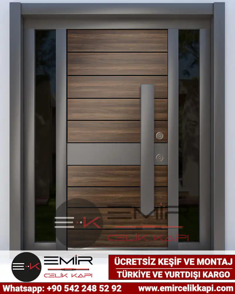 Kompakt İreko Villa Kapısı Modelleri 521, Doğal Ahşap Görünümlü Lüks Villa Kapısı