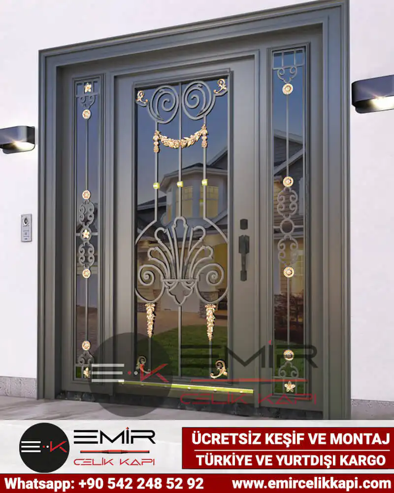 Ahşap Detaylı Ferforjeli Camlı Villa Kapısı 586 1 Ahşap Detaylı Ferforjeli Camlı Villa Kapısı 586