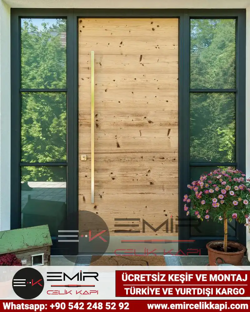 Ahşap Kaplama Camlı Villa Kapısı 587 1 Ahşap Kaplama Camlı Villa Kapısı 587, Lüks Ve Modern Villa Giriş Kapısı