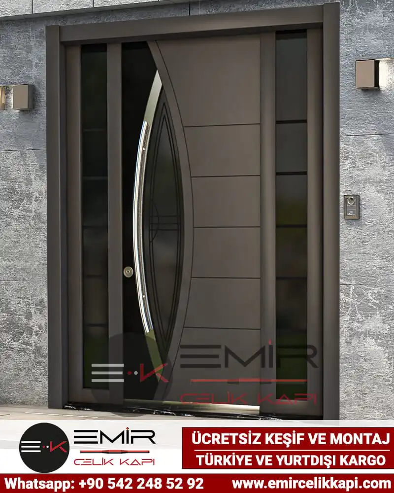 Kompozit Kaplama Camlı Villa Kapısı 589 1 Kompozit Kaplama Camlı Villa Kapısı 589 - Modern Ve Güvenli Villa Giriş Kapısı