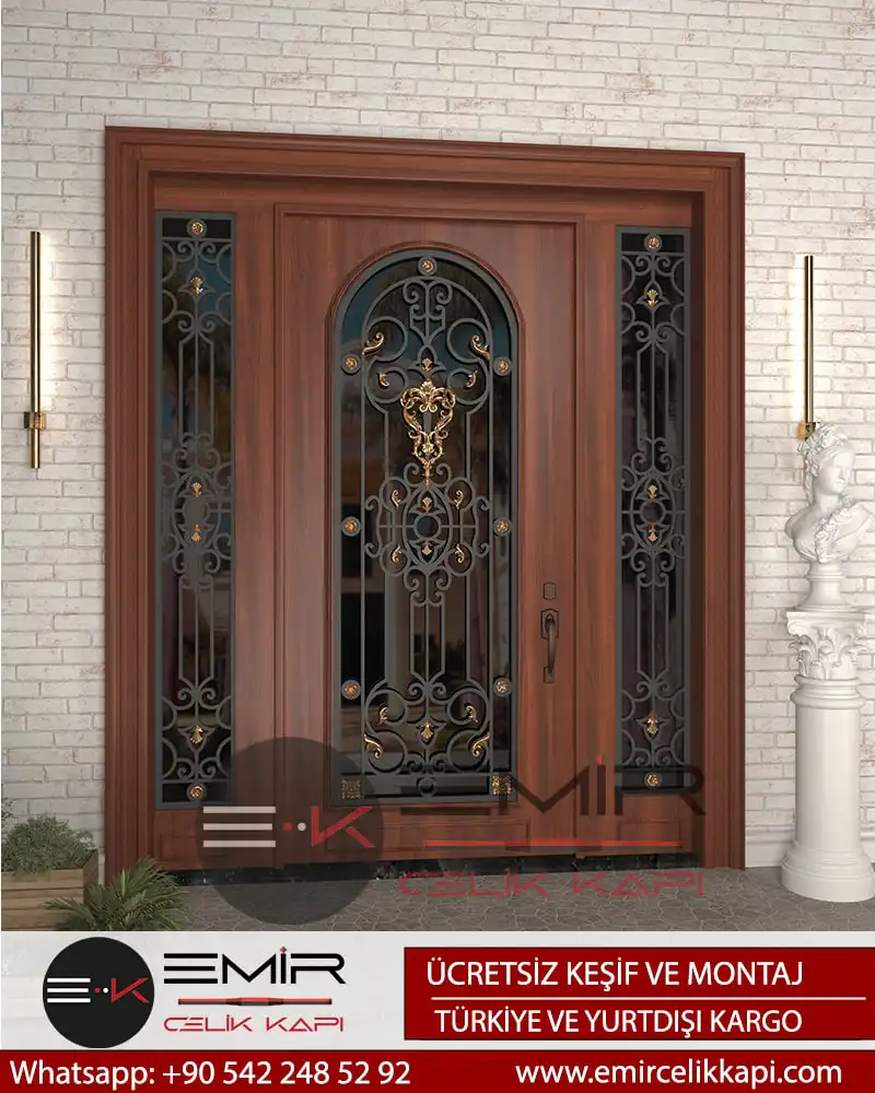 Ferforje Kapı Villa Kapısı 1042 Ceviz Renk