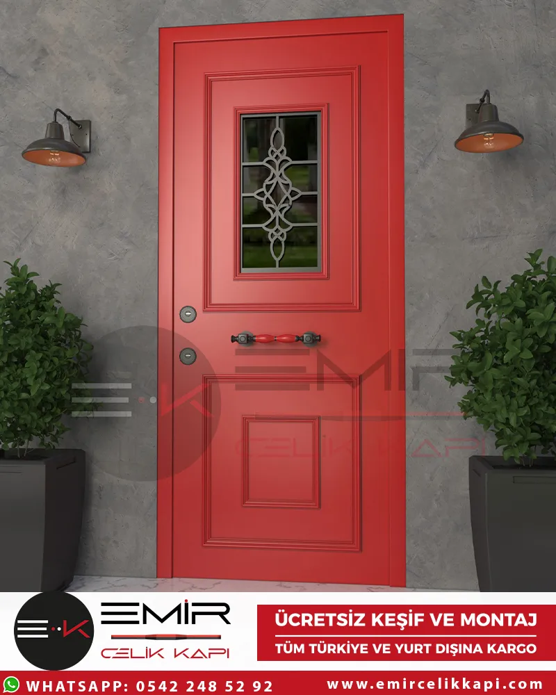 Kirmizi-Tek-Kanat-Villa-Kapisi-Emir-Celik-Kapi