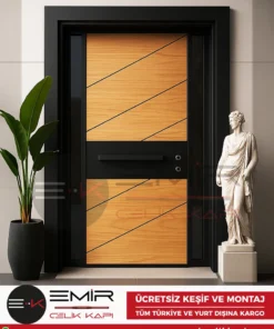 Lamine-Teak-Siyah-Celik-Kapi