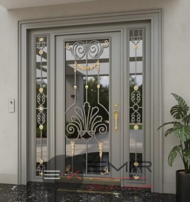 Ahşap Detaylı Ferforjeli Camlı Villa Kapısı 586 4 Ahsap Detayli Ferforjeli Camli Villa Kapisi 586 Gri