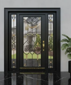 Ahşap Detaylı Ferforjeli Camlı Villa Kapısı 586 2 Ahsap Detayli Ferforjeli Camli Villa Kapisi 586 Siyah