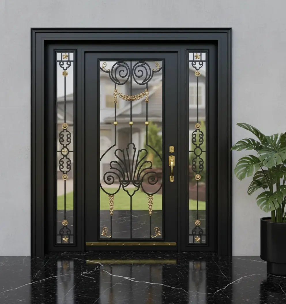 Ahsap-Detayli-Ferforjeli-Camli-Villa-Kapisi-586-Siyah Ahsap-Detayli-Ferforjeli-Camli-Villa-Kapisi-586-Siyah