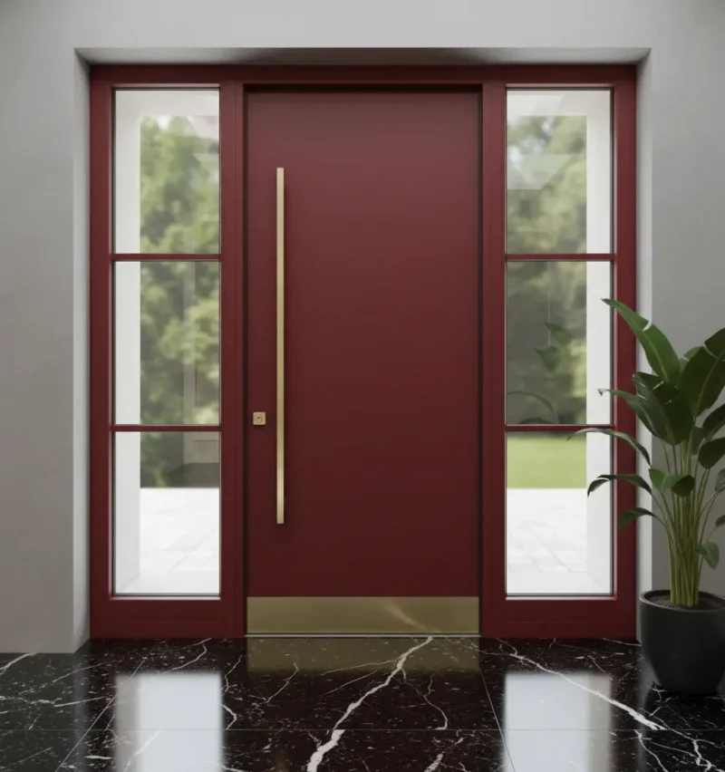 Ahşap Kaplama Camlı Villa Kapısı 587 3 Ahsap Kaplama Camli Villa Kapisi 587 Kirmizi