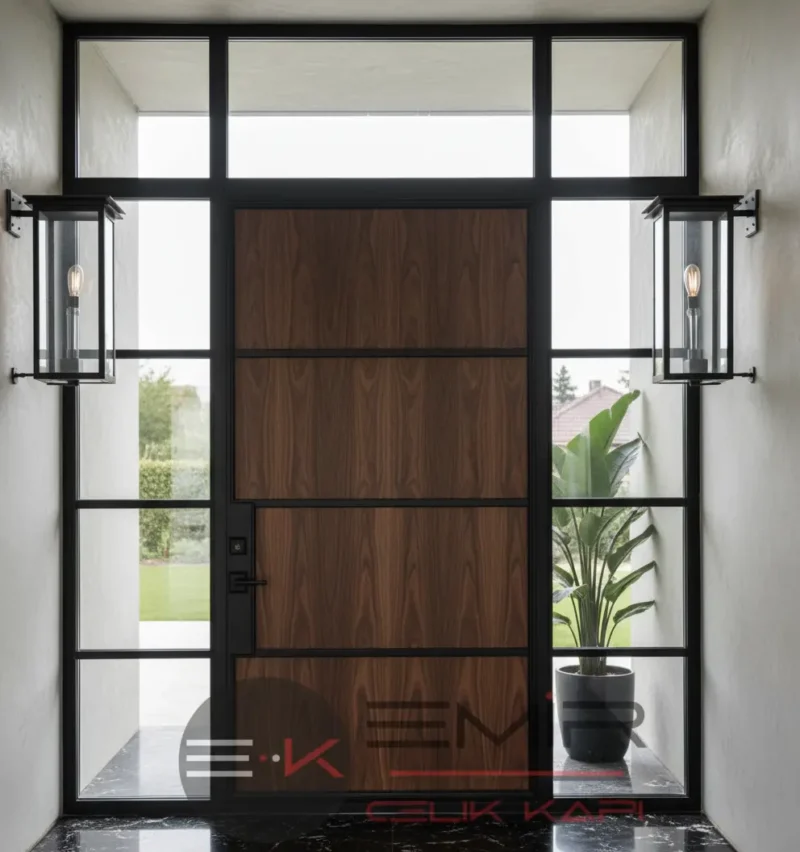 Ahşap Kaplama Camlı Villa Kapısı 588 5 Ahsap Kaplama Camli Villa Kapisi 588 Ceviz
