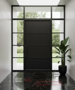 Ahsap Kaplama Camli Villa Kapisi 588 Siyah