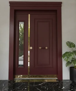 Ahsap Kaplama Celik Villa Kapisi 577 Kirmizi