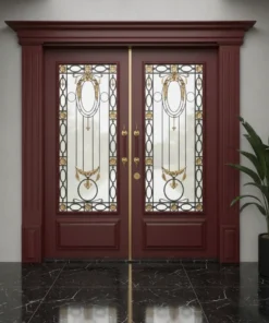 Ahsap Kaplama Celik Villa Kapisi 578 Kirmizi