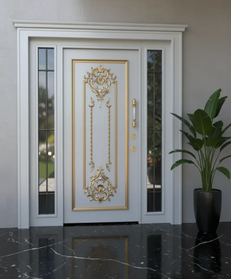 Altın Varaklı Çelik Kapı Dış Kapı Villa Kapısı Modelleri Evk-104 4 Altin Varakli Celik Kapi Dis Kapi Villa Kapisi Modelleri Evk 104 Gri