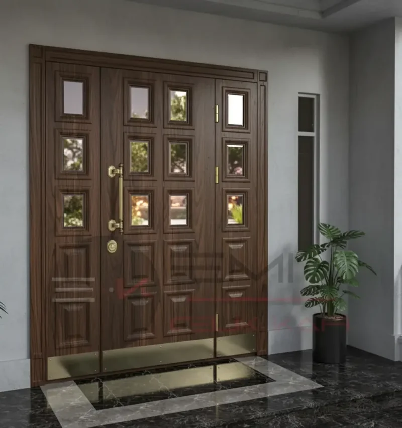 Beyaz Küçük Camlı Villa Kapısı 5 Beyaz Kucuk Camli Villa Kapisi Ceviz