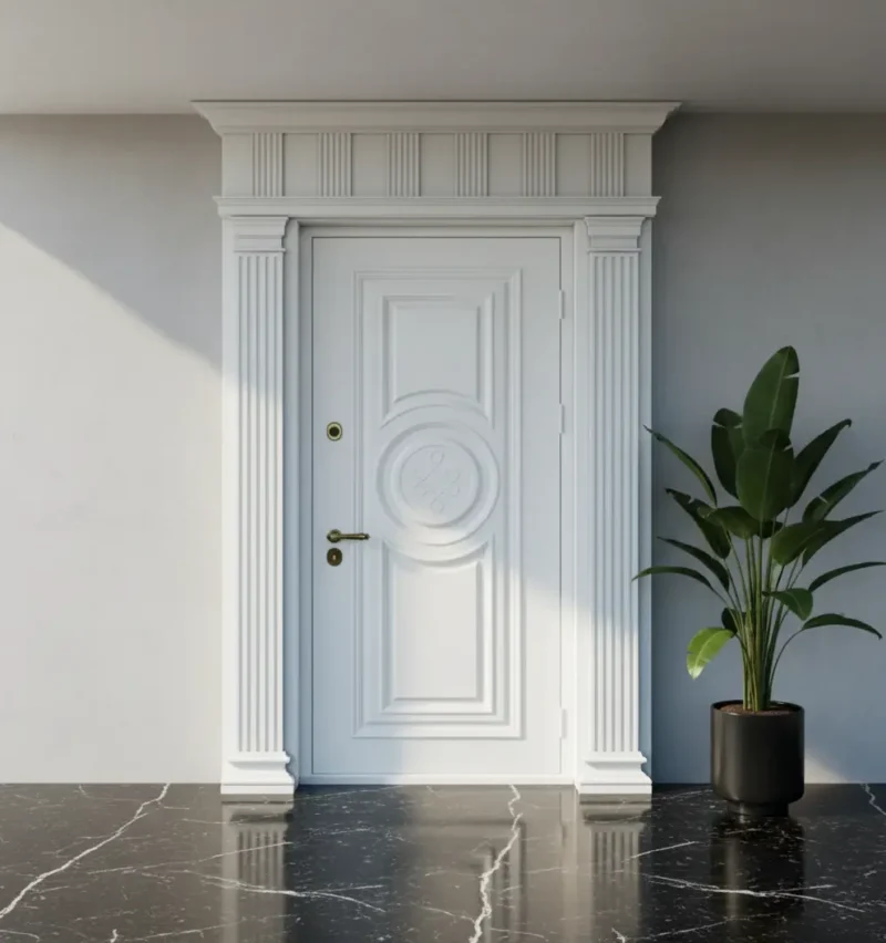 Beyaz Sutunlu Villa Kapisi Beyaz