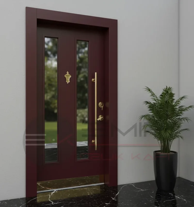 Camlı Kompozit Villa Kapısı Kocaeli 3 Camli Kompozit Villa Kapisi Kocaeli Kirmizi
