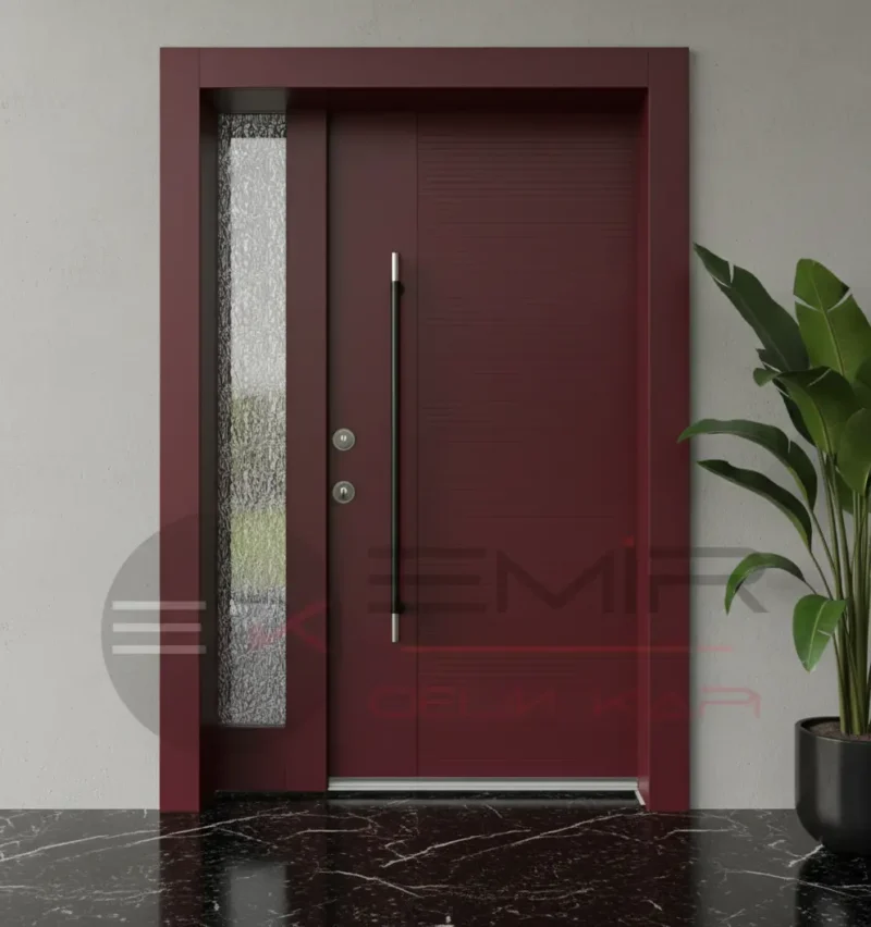 Çizgi Desenli Villa Kapısı Çanakkale 3 Cizgi Desenli Villa Kapisi Canakkale Kirmizi