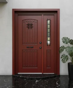 Dogal Ahsap Villa Kapisi Celik Kapi Evk 119 Kirmizi