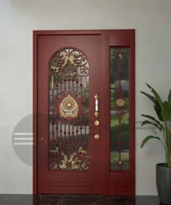 Ferforjeli Klasik Dis Kapi Villa Kapisi Bubble Kirmizi