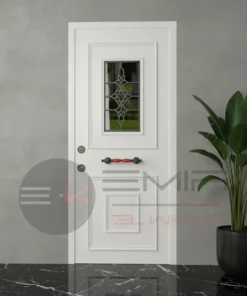 Kirmizi Compact Ferforjeli Villa Kapisi Beyaz