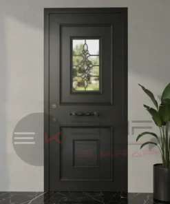 Kirmizi Compact Ferforjeli Villa Kapisi Siyah