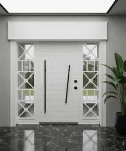 Kompakt Lamine Villa Kapisi Geometrik Beyaz
