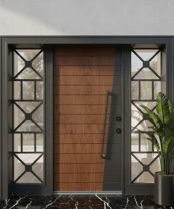 Kompakt Lamine Villa Kapisi Geometrik Ceviz