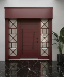 Kompakt Lamine Villa Kapisi Geometrik Kirmizi