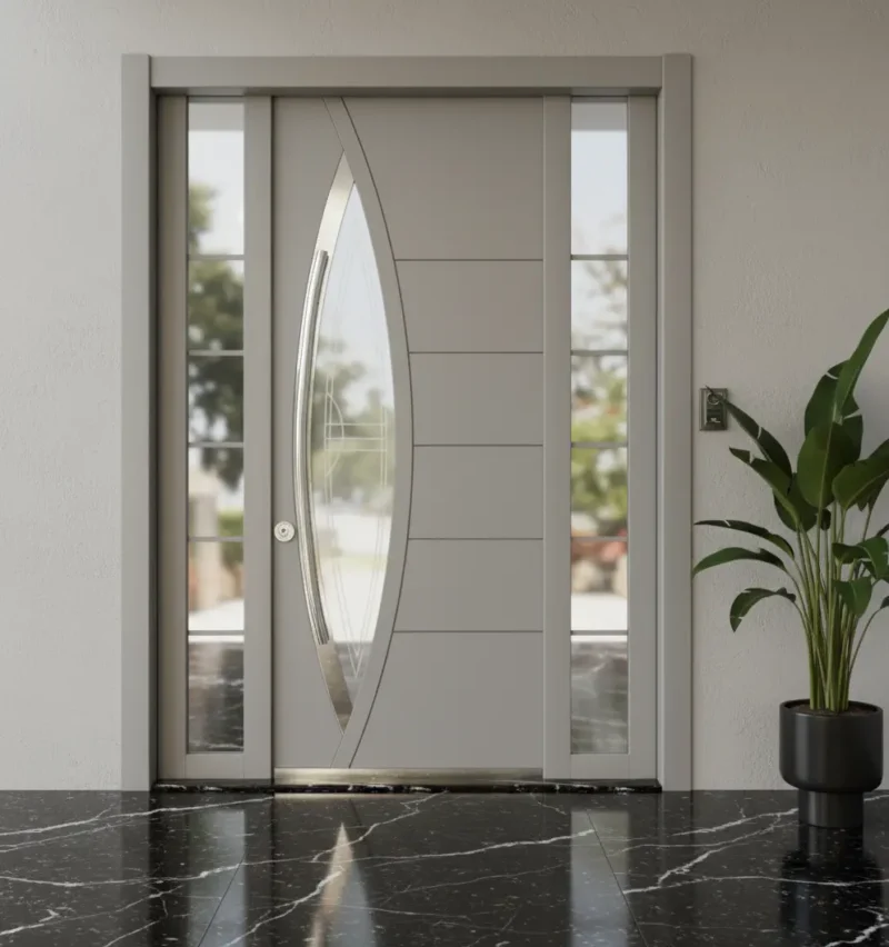 Kompozit Kaplama Camlı Villa Kapısı 589 4 Kompozit Kaplama Camli Villa Kapisi 589 Gri