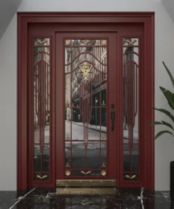 Kompozit Kompakt Kaplama Camli Villa Kapisi 594 Kirmizi