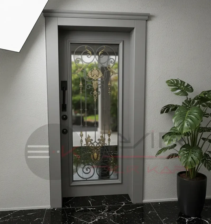 Masif Ahşap Camlı Villa Kapısı Tuzla 4 Masif Ahsap Camli Villa Kapisi Tuzla Gri