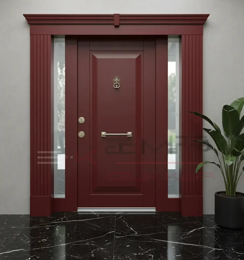 Mat Siyah Villa Kapısı Dış Kapı 1158 3 Mat Siyah Villa Kapisi Dis Kapi 1158 Kirmizi