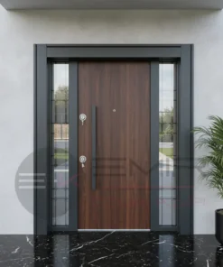 Mermer Desenli Villa Kapisi Granit Ceviz