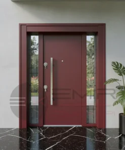 Mermer Desenli Villa Kapisi Granit Kirmizi