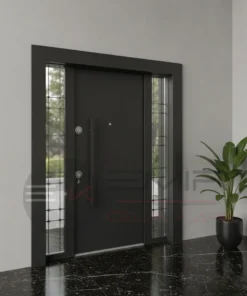 Mermer Desenli Villa Kapisi Granit Siyah