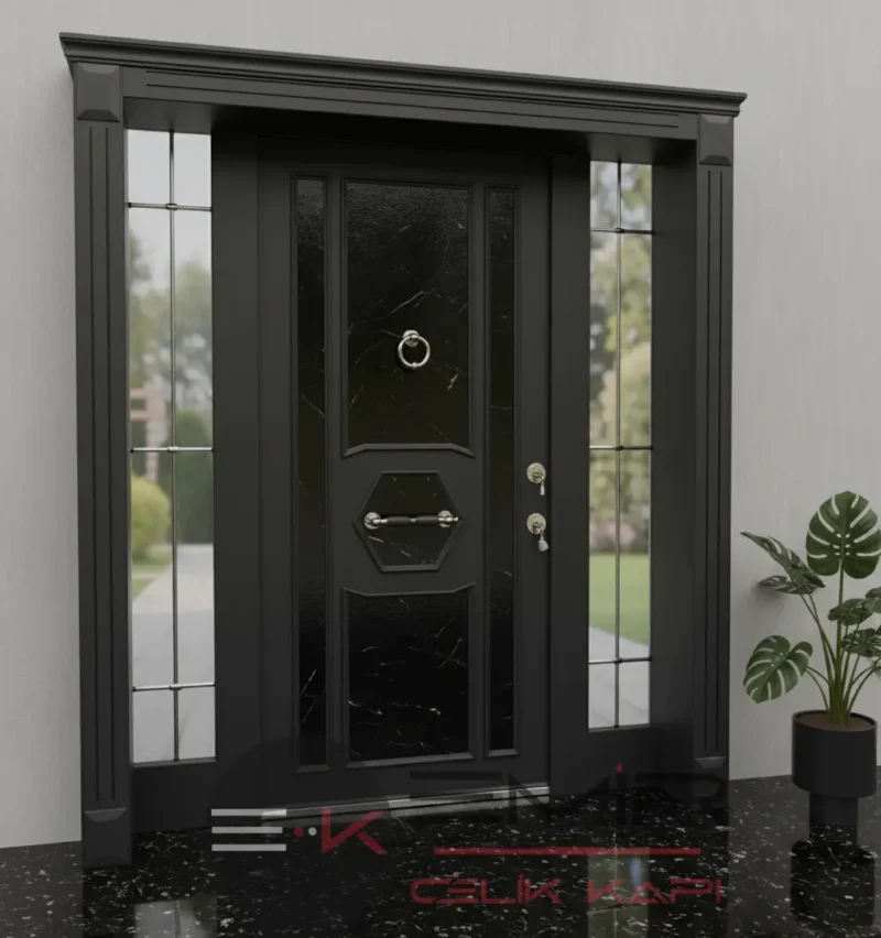 Mermer Desenli Villa Kapısı Modelleri 548 2 Mermer Villa Kapisi Modelleri 548 Siyah