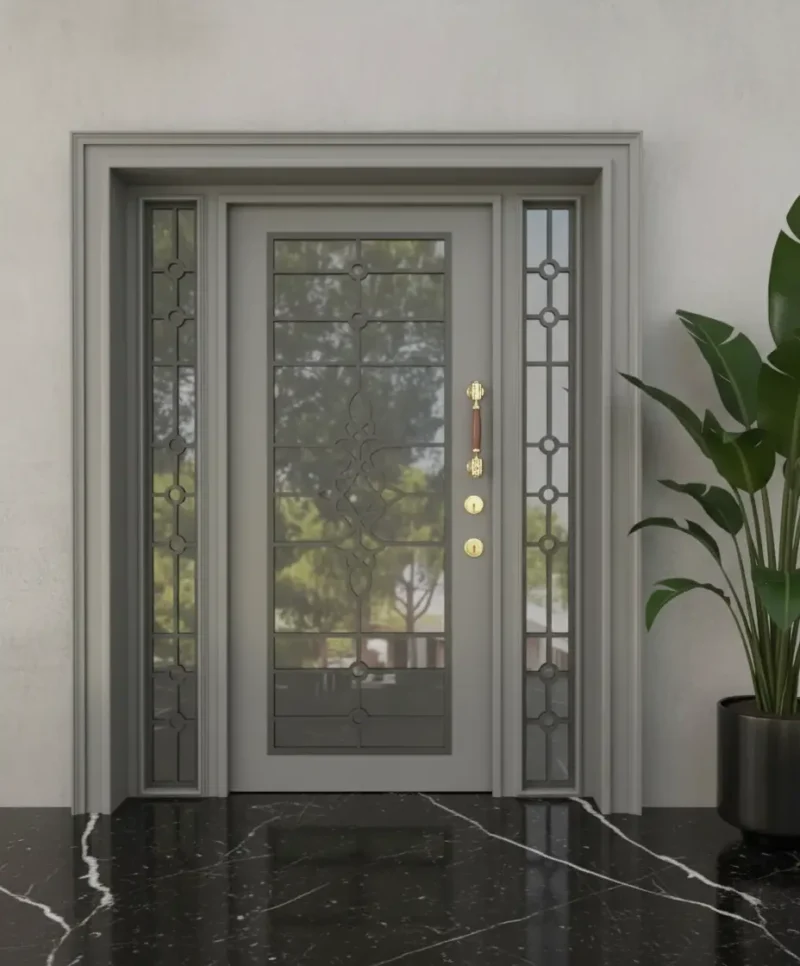 Modern Villa Kapısı Dış Kapı Çelik Kapı Evk-110 4 Modern Villa Kapisi Dis Kapi Celik Kapi Evk 110 Gri