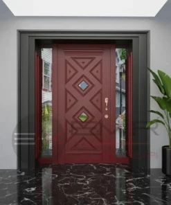 Siyah Villa Kapisi Dis Kapi 1156 Kirmizi