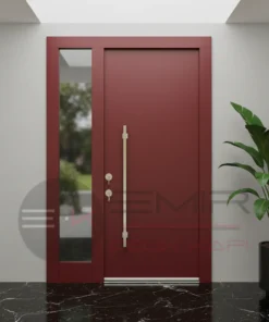 Tas Desenli Celik Villa Kapisi Tekirdag Kirmizi